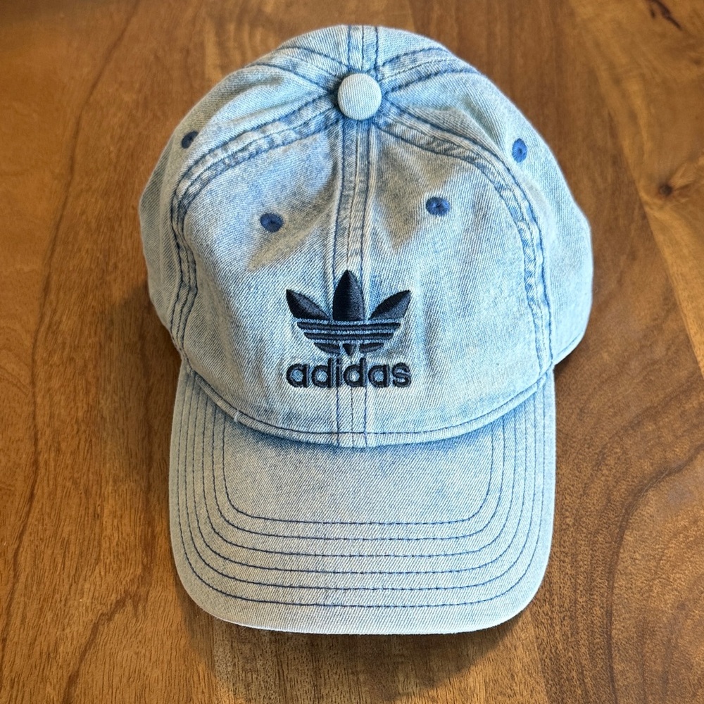 adidas Light Wash Denim Cap with Navy Trefoil